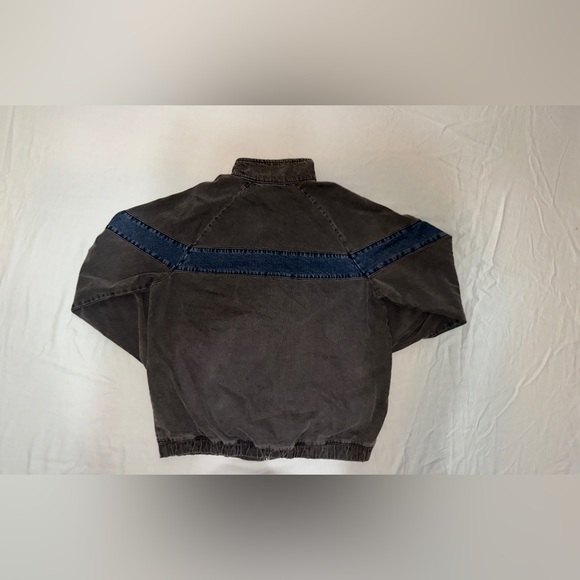 BDG Black & Blue Light Wash Denim Track Jacket Size L – Chevron Relaxed-Fit NWOT - Picture 5 of 8